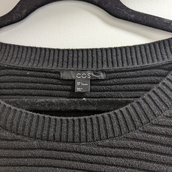 EUC COS Black Knit Elbow-Length Sleeve Dress - Sz L - Picture 2 of 5